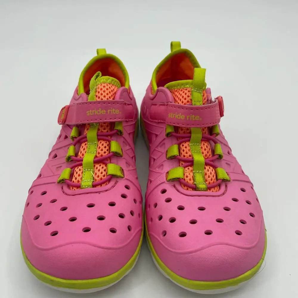 STRIDE RITE Made 2 Play Phibian Girls Water Shoes Pink Elastic Closure M2P